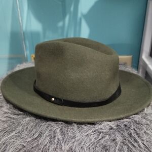 Francesca's Collections Olive Green Hat with Black Band